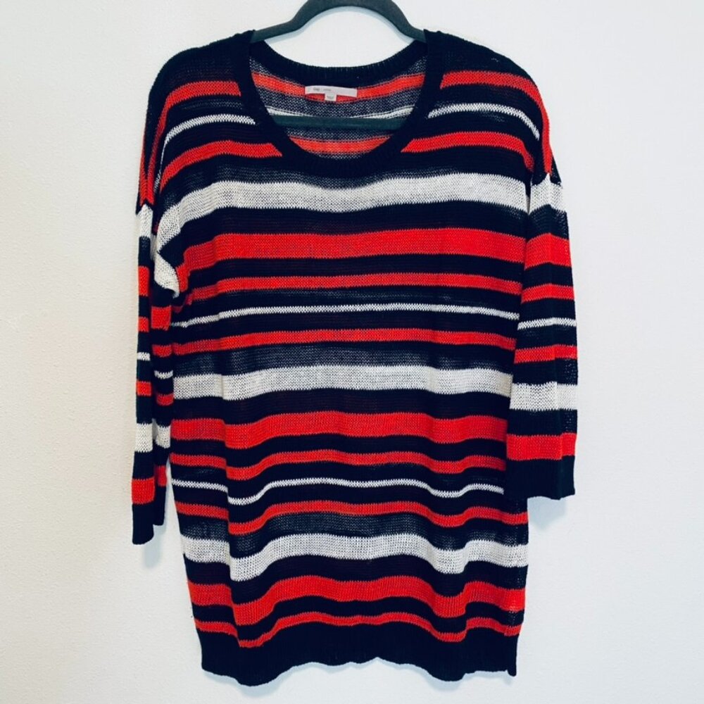 GAP Knit Linen Striped Crew Neck Sweater Size Large